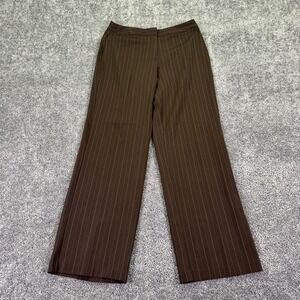 Cato Pants Womens 10 Brown Striped Twill Stretch Pull On Dress Work Casual